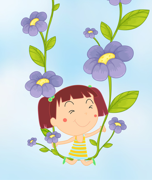 meisje en bloemen - Vector, afbeelding