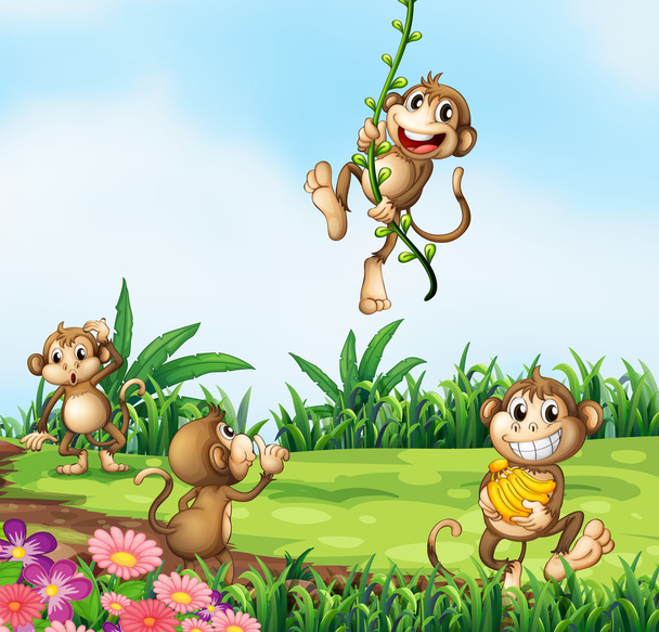 Πίθηκοι παιχνίδι - Διάνυσμα, εικόνα