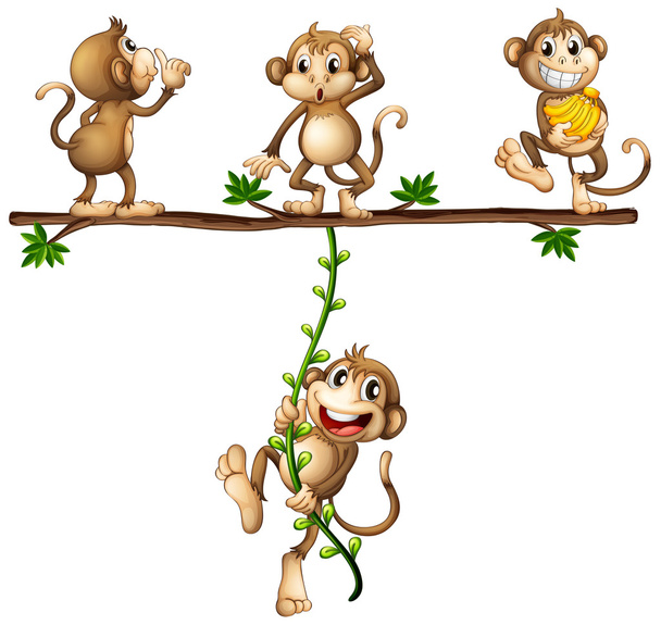 Monkeys swinging - Vector, Image