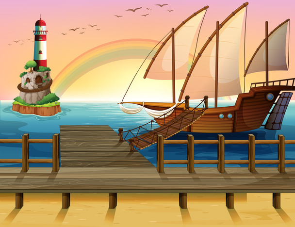Boat and pier - Vector, imagen