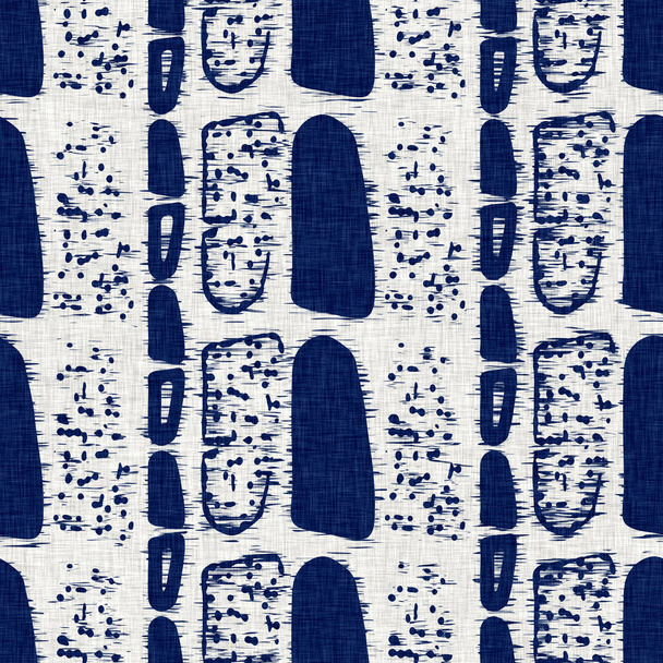 İndigo boyalı kumaş jeo şekil dokusu. Kusursuz tekstil kumaş boyası baskıya dayanıklıdır. Japon kimono bloğu baskısı. Yüksek çözünürlüklü batik etkisi  - Fotoğraf, Görsel