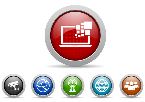 Web design, technology concept icon set, internet and social media buttons - Foto, Imagem