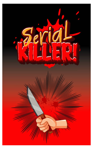 Poster texte Serial Killer avec une illustration de couteau à main - Vecteur, image