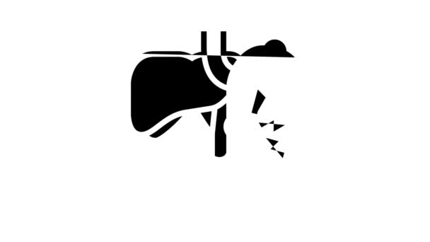 Animation des Symbols für Unterleibsschmerzen Hepatitis-Linie - Filmmaterial, Video