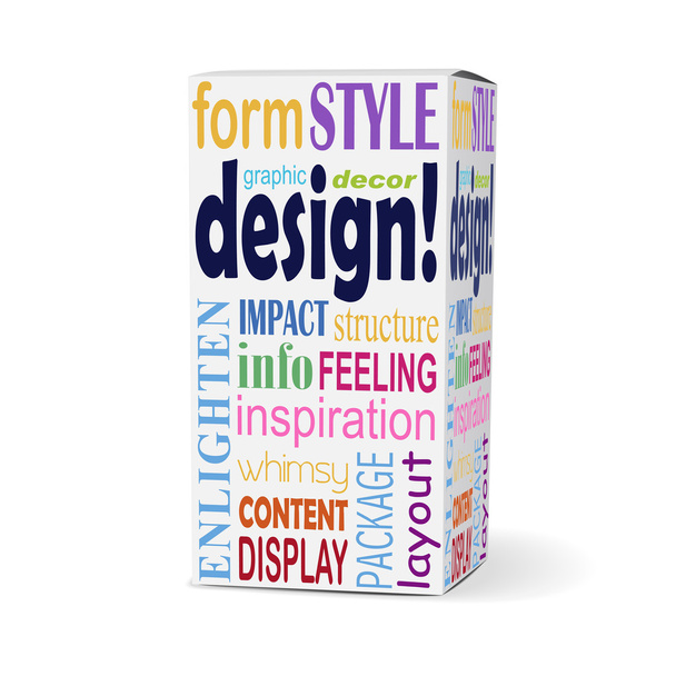 design word on product box - Vector, Image
