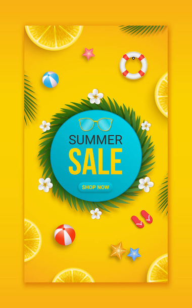 Summer sale promotion social media story template - Vector, Image