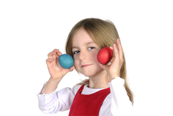 Chica con huevos de Pascua - Foto, imagen