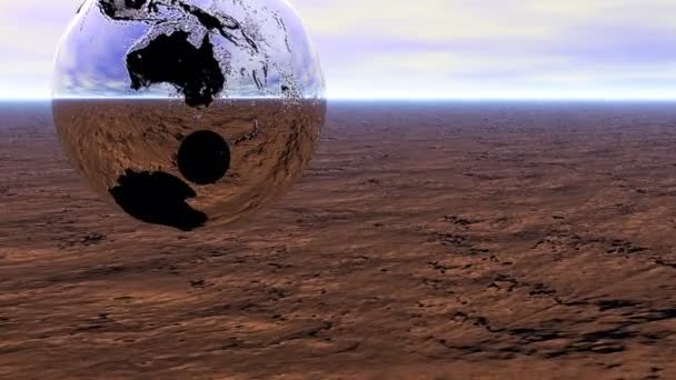 abstracto esfera de vidrio de fondo en el desierto 3d renderizado - Metraje, vídeo