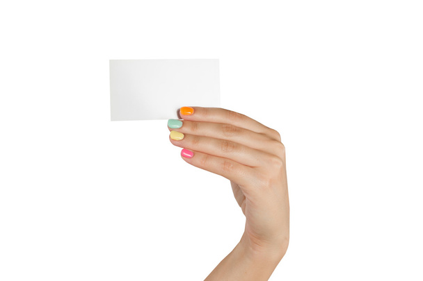 Hand  holding blank business card - Foto, afbeelding