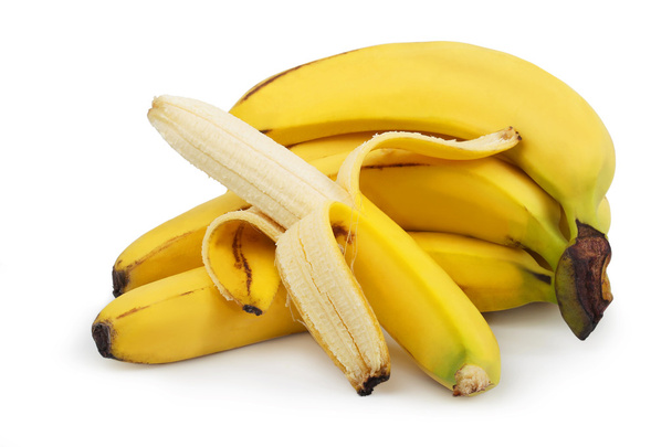 Ripe bananas isolated on white background - 写真・画像