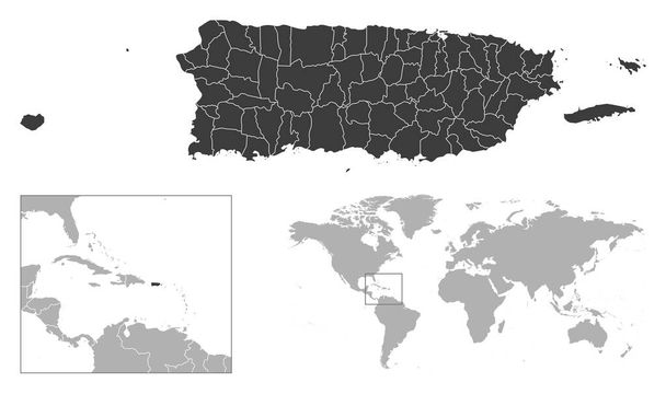プエルトリコ-が世界地図上の国の概要と場所を詳述しました。ベクターイラスト - ベクター画像