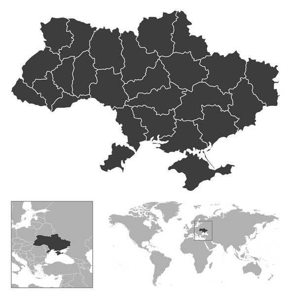 Ucrania - descripción detallada del país y la ubicación en el mapa del mundo. Ilustración vectorial - Vector, imagen