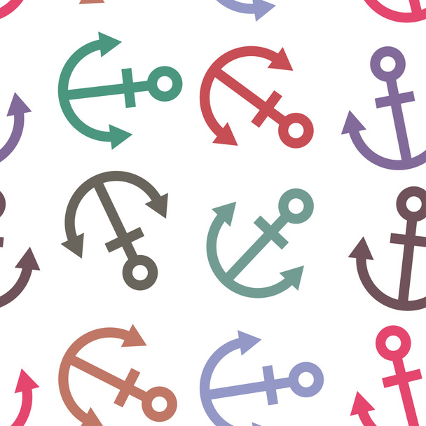 Seamless background. Colorful sea anchor on a white background.  - Vektor, obrázek