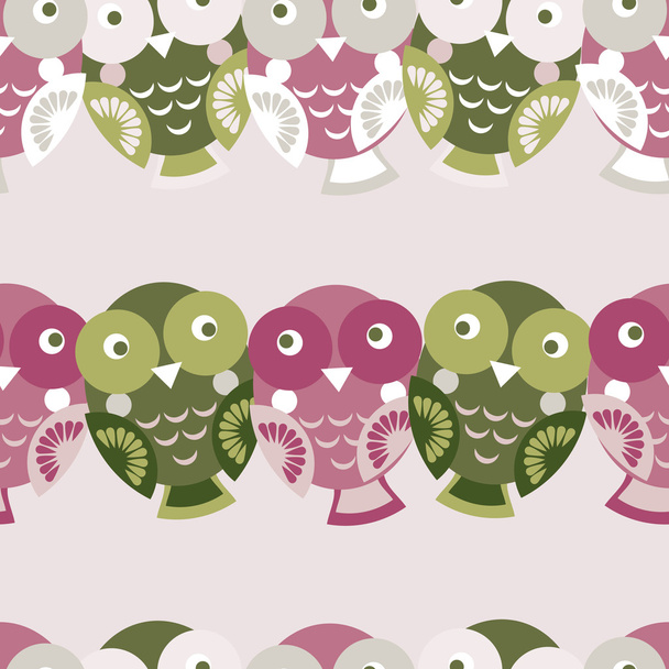 Colorful seamless pattern with owls - Vecteur, image