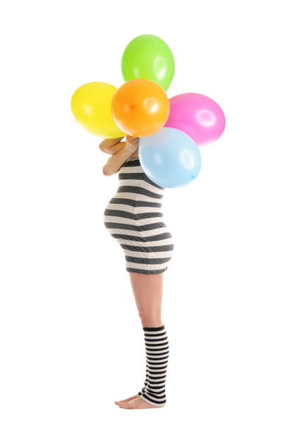 Pregnant woman hid behind balloons - Fotografie, Obrázek