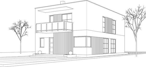 abstract kubusvormig huis 3d rendering - Vector, afbeelding