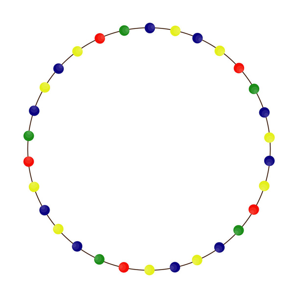 A Circle round colorful Christmas balls frame - Vector, Image