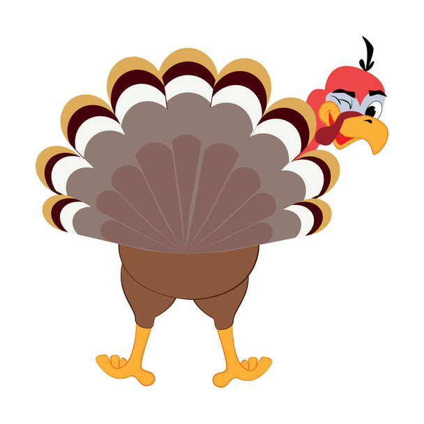 Alles Gute zum Erntedankfest. Lustige Truthahnvogel-Cartoon-Figur zu Thanksgiving - Vektor, Bild
