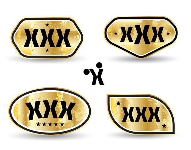 XXX tag banner set gold style. - Vector, Image