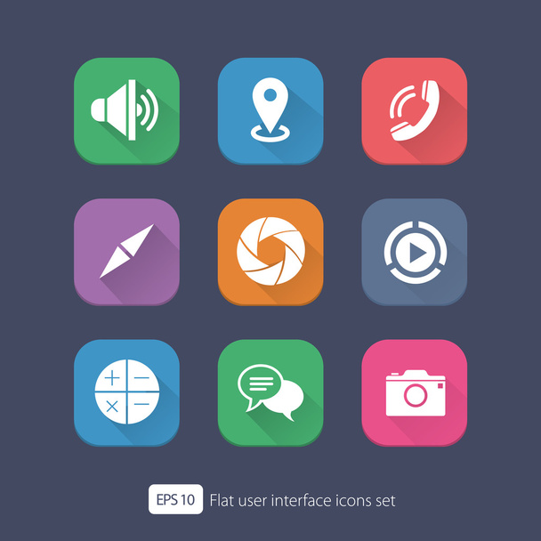 User interface flat icon set - Vector, afbeelding