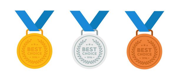 Best choice set of gold, silver and bronze medals - Vector, Image