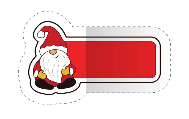 Pegatina de Navidad con Santa Claus sentado y banner horizontal rojo para su texto - Vector, imagen