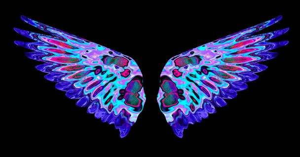 Kunstmatig getrokken, heldere vleugels op geïsoleerde achtergrond  - Foto, afbeelding