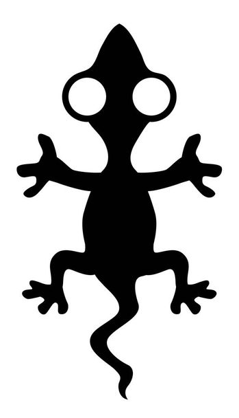 Gecko lizard stencil black, vector illustration, vertical, isolated - Wektor, obraz