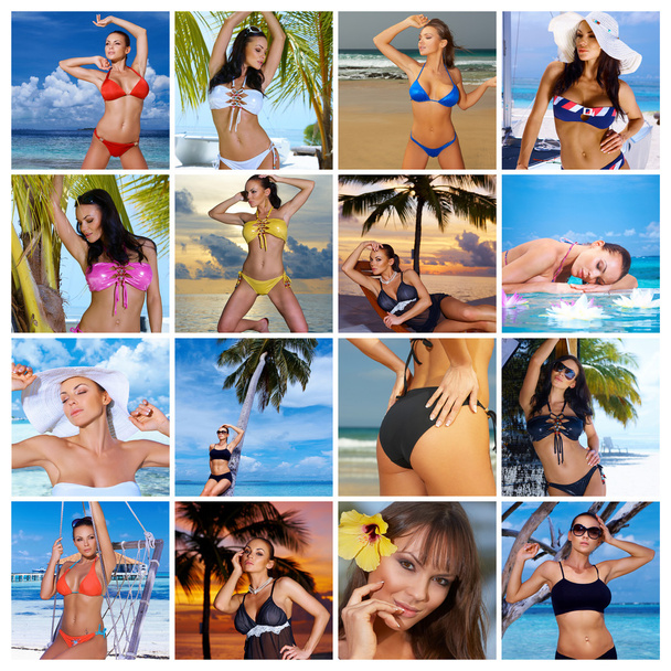 Plusieurs photos de femme sexy en plein air tropical
 - Photo, image