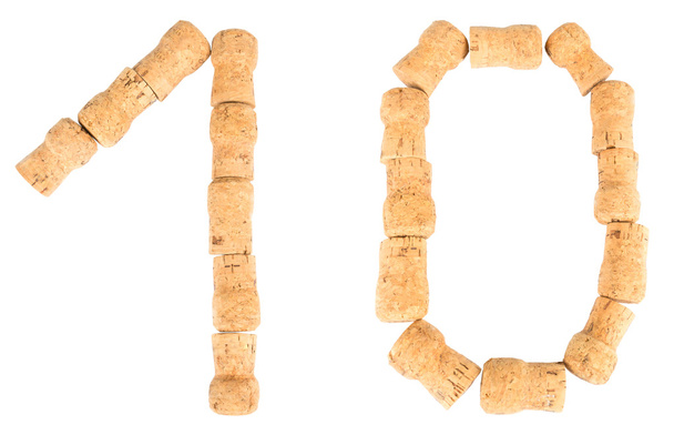 Aufschrift "10" aus den Weinkorken - Foto, Bild