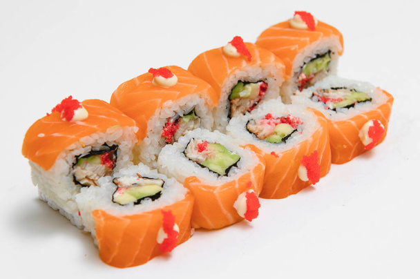 Sushi roll, isolated on white - 写真・画像
