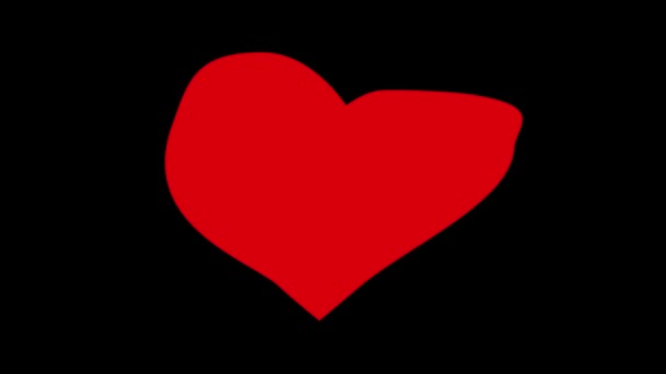 animación de dibujos animados corazón rojo sobre fondo negro - Imágenes, Vídeo
