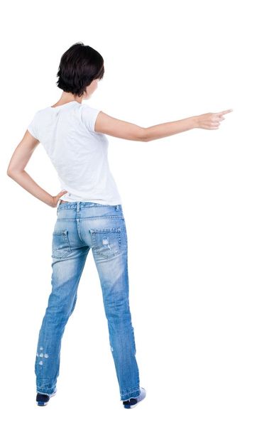 Pointing woman back view - Φωτογραφία, εικόνα