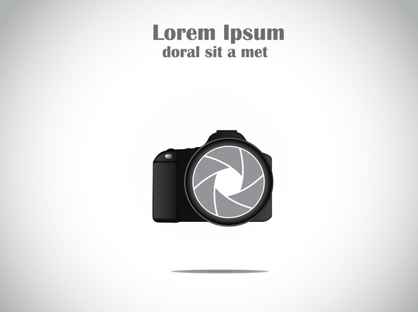 Konzeptillustration der trendigen minimalistischen Slr-Kamera mit buntem Verschlusssymbol - Foto, Bild
