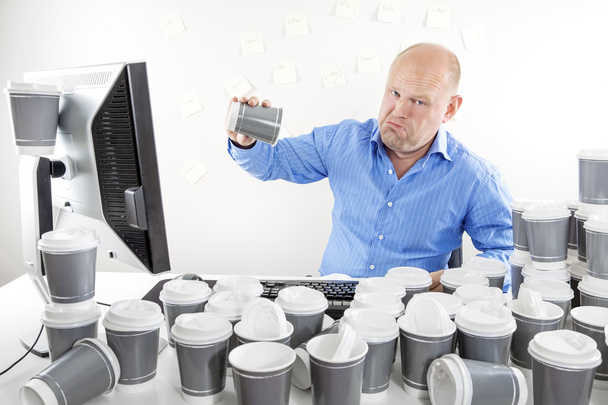Não mais café para homem de negócios cansado e triste
 - Foto, Imagem