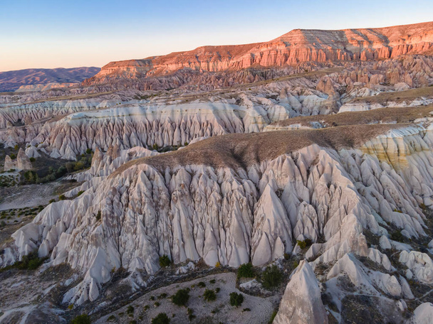 Cappadocia aerial drone view to sunset Red and Rose valley rocks, Goreme Turkey - Fotografie, Obrázek