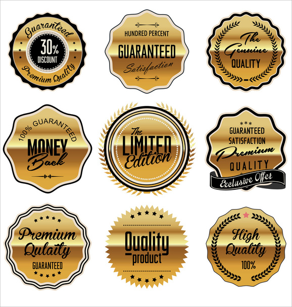 Premium quality golden labels collection - Вектор,изображение