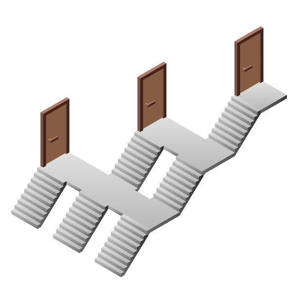 escalier pyramidal avec trois sorties de portes
 - Vecteur, image