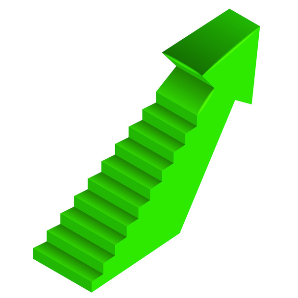 πράσινο βέλος επάνω κατεύθυνση με σκάλα στην πλευρά - Διάνυσμα, εικόνα