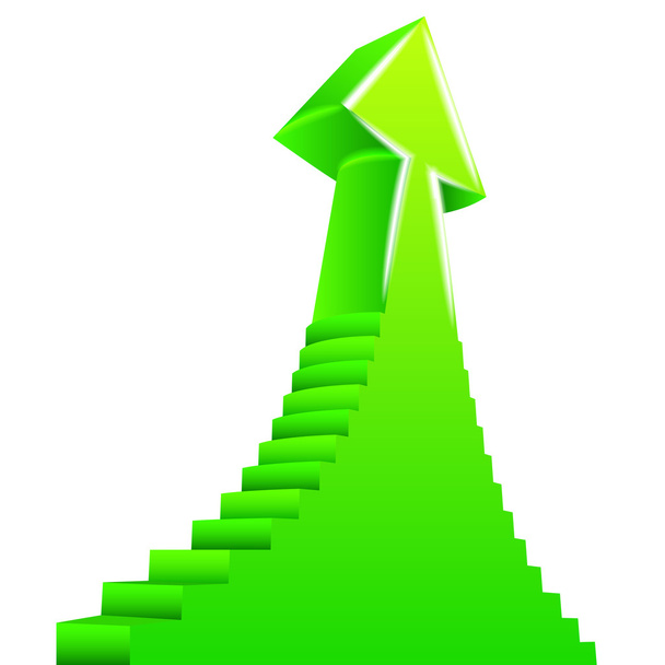 zöld nyíl, felfelé a lépcsőn design oldalán  - Vektor, kép
