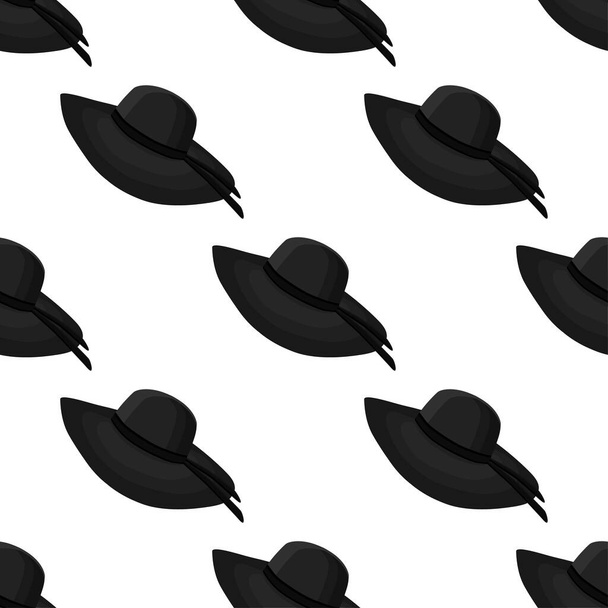 Ілюстрація на тему візерунка жінки сонячні капелюхи, красиві шапки на білому тлі. Шапки візерунок, що складається з колекції жіночих сонячних капелюхів для носіння. Візерунок дизайнерських капелюхів, жіночі сонячні шапки для погоди
. - Вектор, зображення