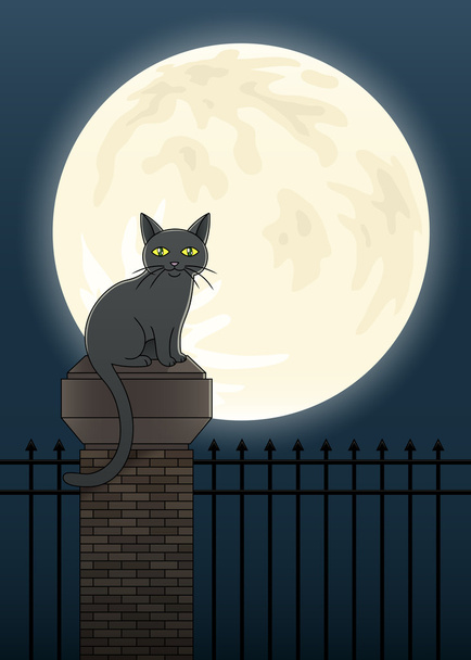 Halloween negro gato escena
 - Vector, imagen