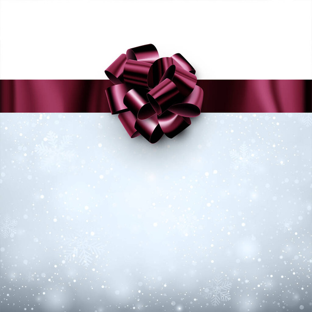Wine foil ribbon with beautiful bow on grey bokeh background. Space for text. Vector illustration. - Vektor, Bild