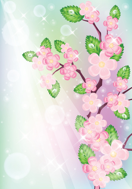 Background with sakura tree. Vector Illustration - Διάνυσμα, εικόνα