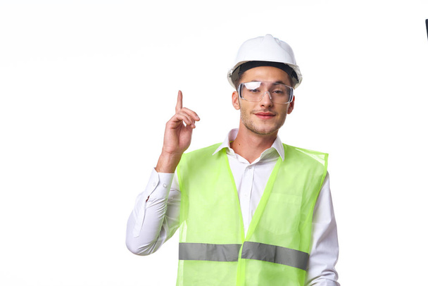 engineer in working uniform protective clothing documents construction - Foto, imagen