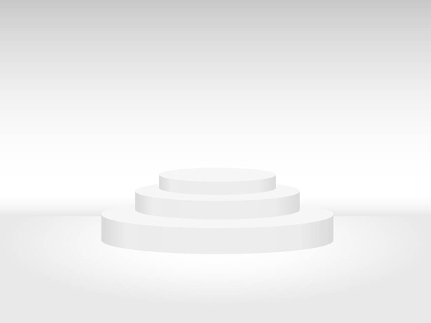 Round podium light icon. Empty 3d stage place. Pedestal circular symbol for presentation. Vector illustration. - Vector, Image