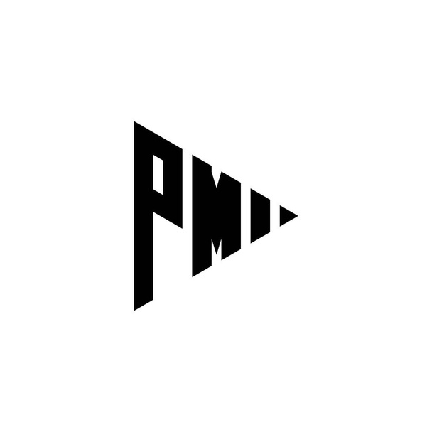 PM Monogram logó betű háromszög játék gomb alakja stílus elszigetelt háttérrel. Háromszög monogram logó, háromszög játék logó betű. - Vektor, kép