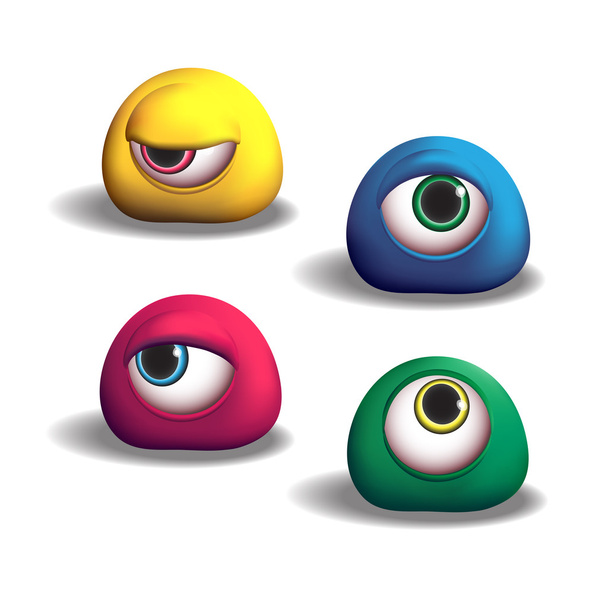 3D monsters eyes - Διάνυσμα, εικόνα