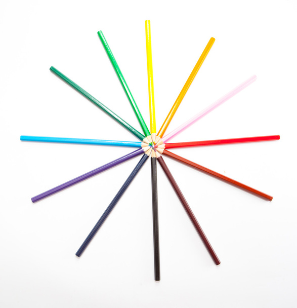 circle of colored pencils - Fotó, kép