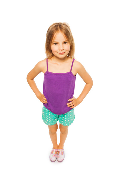 Little pretty girl in purple shirt - Photo, Image